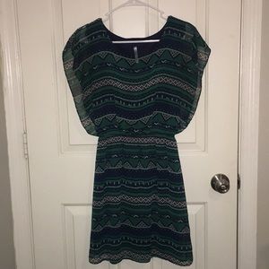 Green & Blue Design Dress